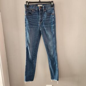 Madewell High-rise Skinny Jeans Denim Blue 26 Classic Frayed Hems Tight Cotton
